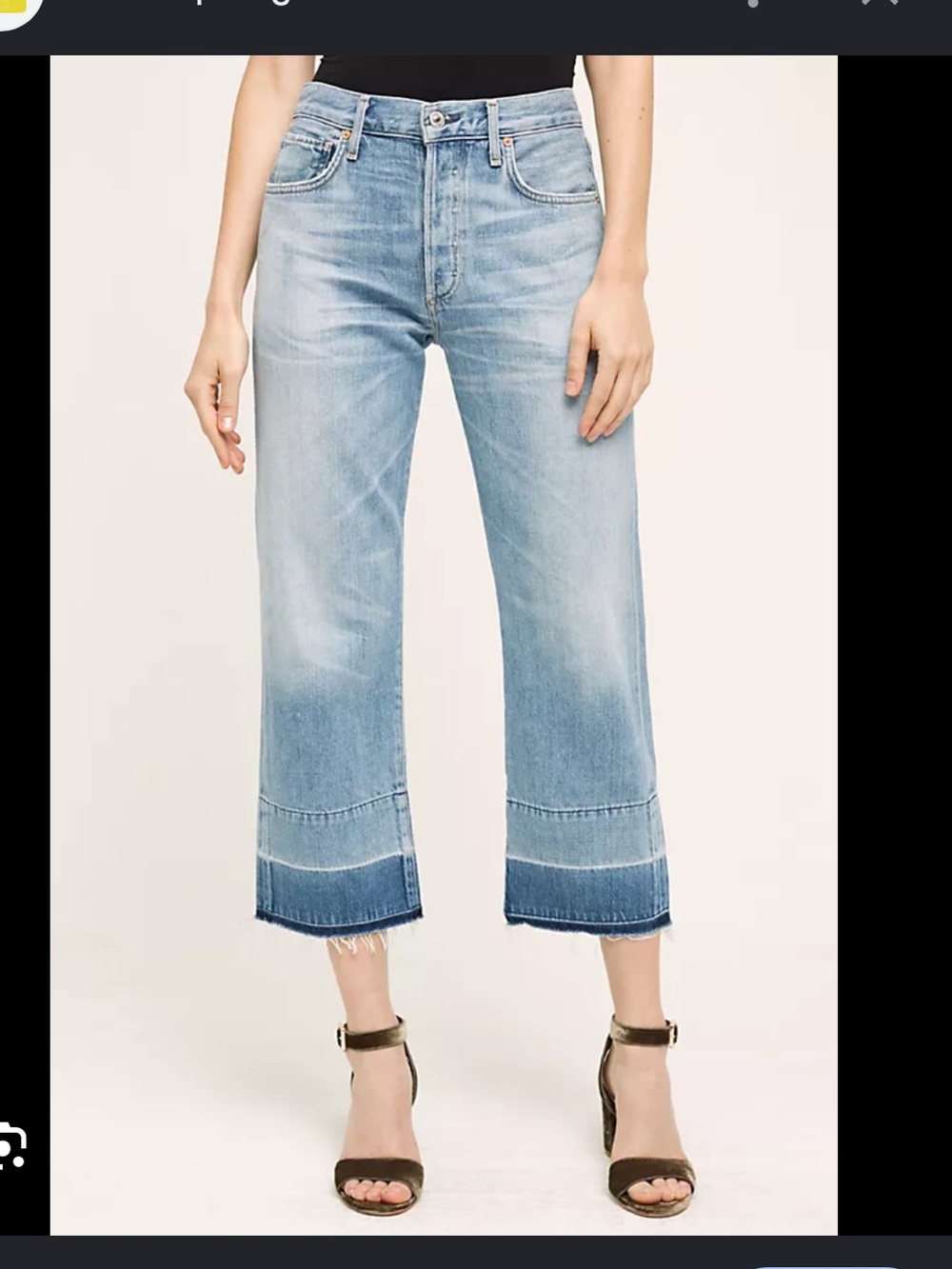 Citizens of Humanity Cora Crop. Washed Light Blue Cropped Jeans with Dark Hem